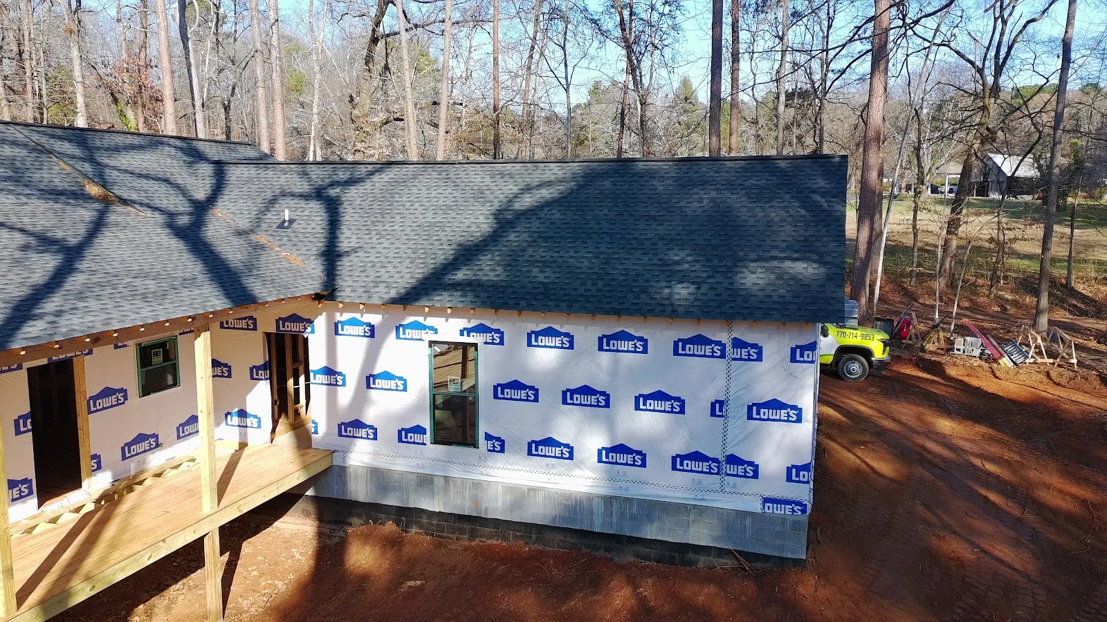 Side elevation of a new AVB Construction home under construction