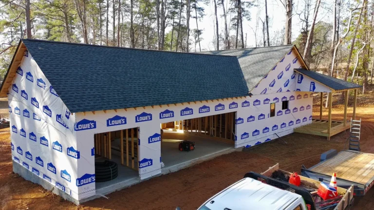 Newly framed and wrapped home by AVB Construction ready for exterior finishes